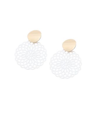 SOHI Women's Red Floral Filigree Drop Earrings