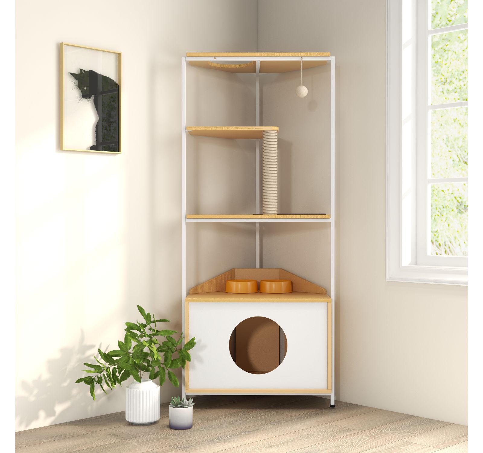 Streamdale Indoor Cat Tower with Feeding Station and Platforms