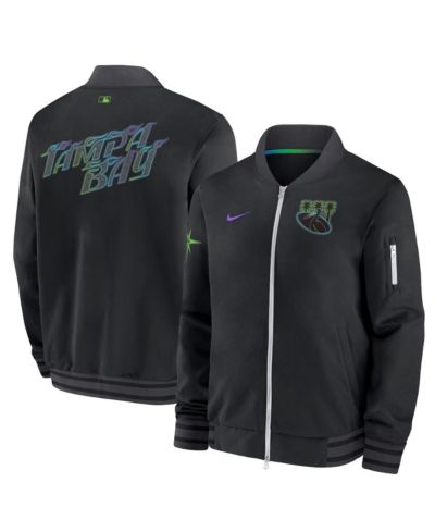 Мужская бомбер-куртка Nike Black Tampa Bay Rays 2024 City Connect Authentic Collection