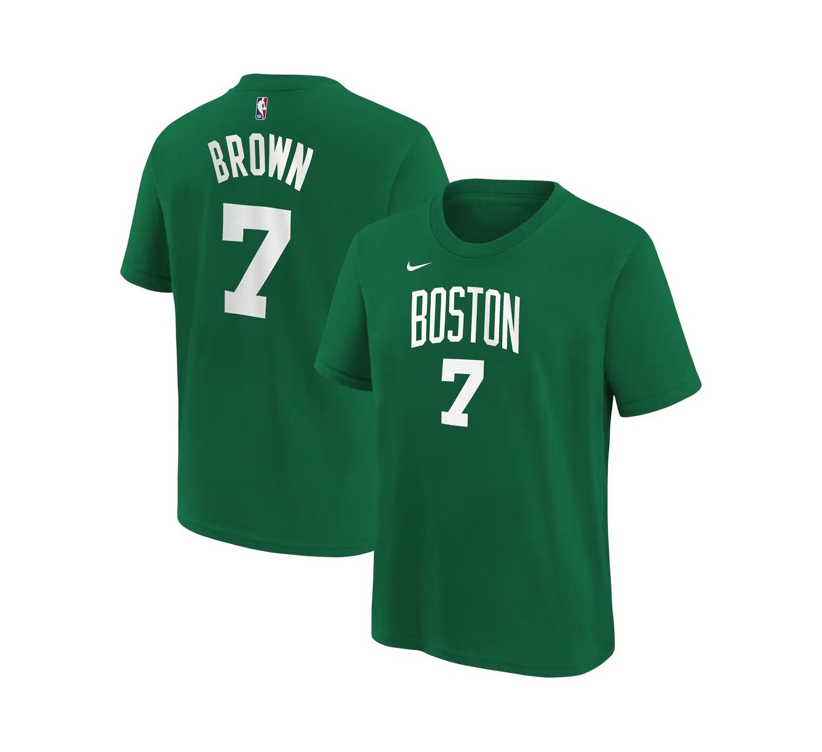 Nike Big Boys and Girls Jaylen Brown Kelly Green Boston Celtics Icon Name & Number T-Shirt