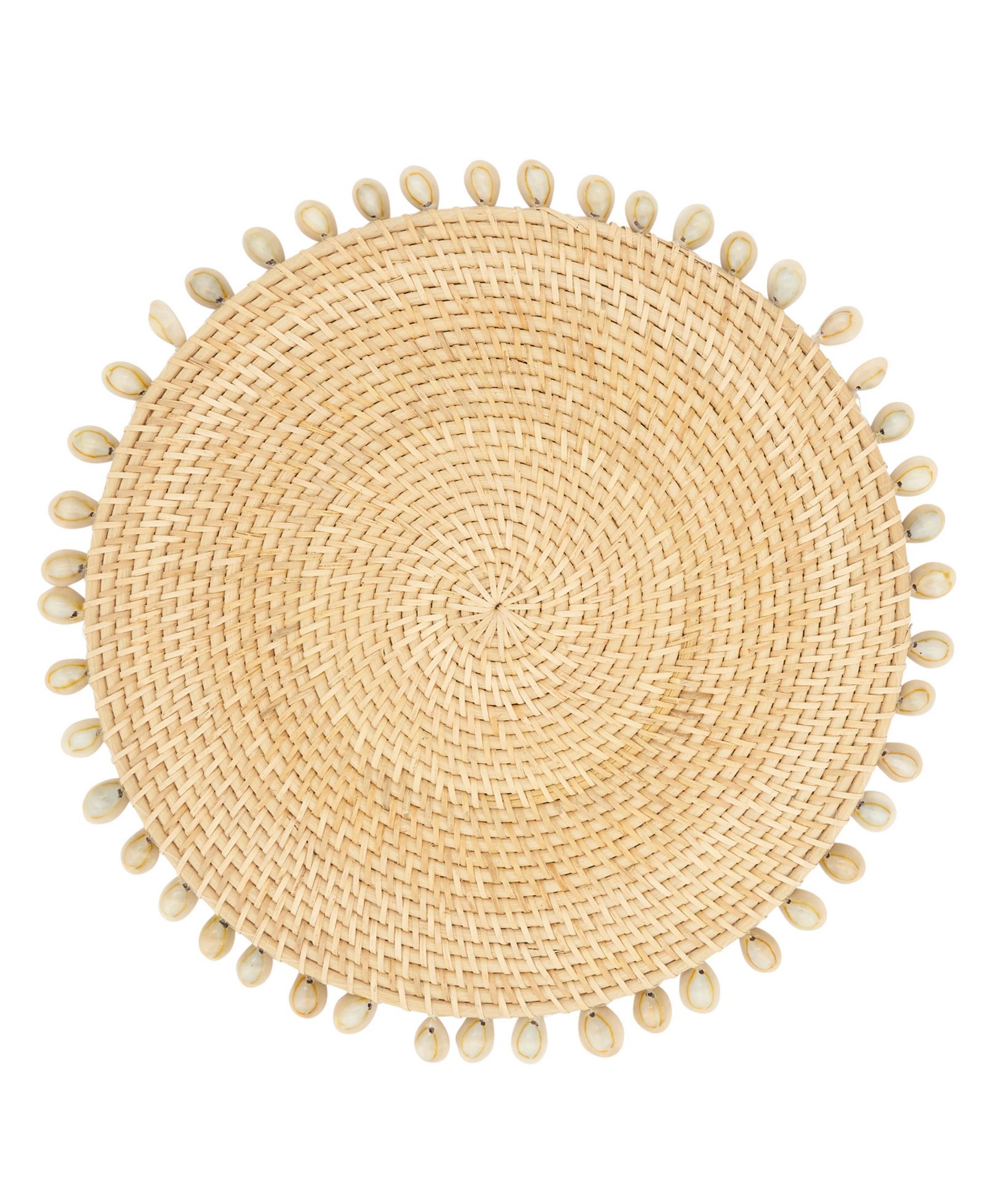 Saro Lifestyle Seaside Splendor Shell Rattan Placemat Set of 4,15"x15"