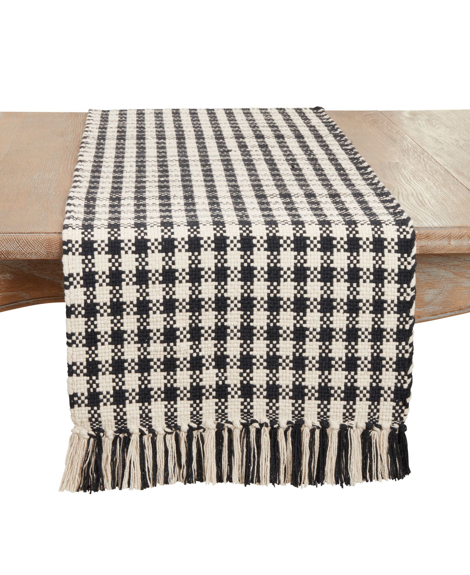 Дорожка на стол Saro Lifestyle Classic Houndstooth Fringe 16"x72"