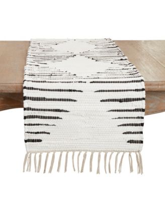 Saro Lifestyle Artisanal Diamond Chindi Table Runner, 16"x72"