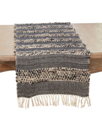 Saro Lifestyle Tassel Trimmed Stripes Table Runner, 16"x72"
