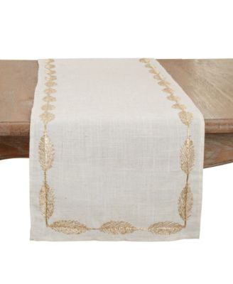 Декоративная дорожка для стола Saro Lifestyle с узором из листьев, 16"x54"
