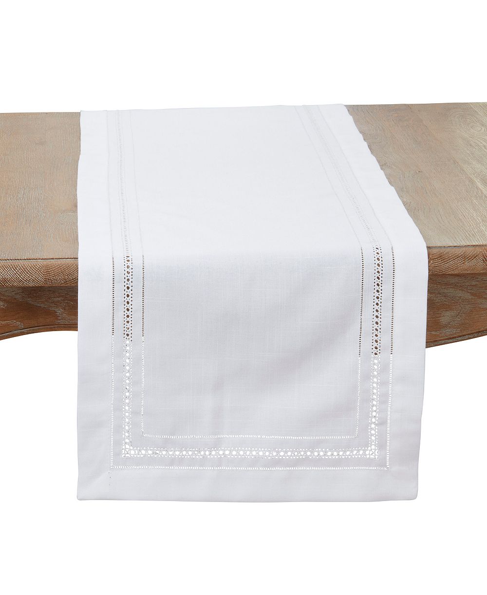 Saro Lifestyle Traditional Hemstitch Table Runner, 16"x54"