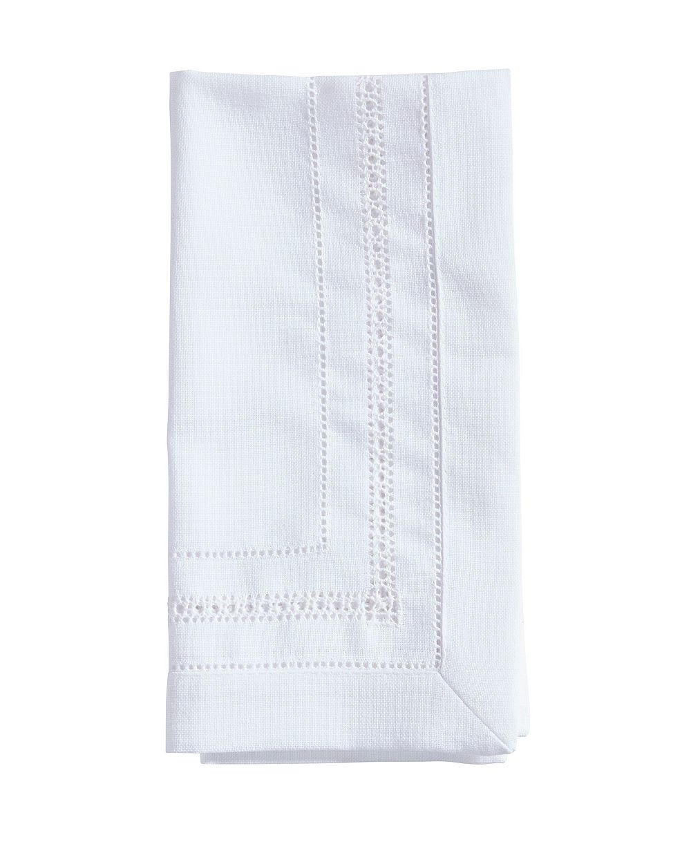 Saro Lifestyle Traditional Hemstitch Dinner Napkin Set of 12, 20"x20"