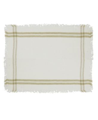 Saro Lifestyle Trendy Fringed Stripe Placemat Set of 4,13"x19"