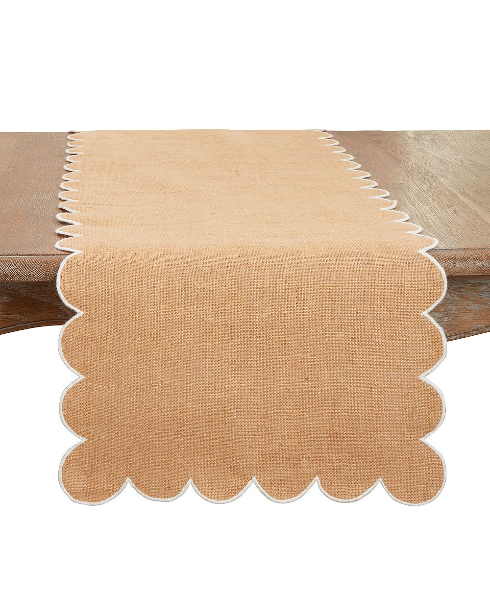 Saro Lifestyle Rustic Chic Scalloped Table Runner, 16"x72"