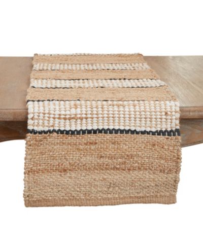 Saro Lifestyle Earthy Jute Stripe Table Runner, 16"x72"