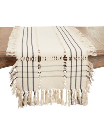 Дорожка для стола Saro Lifestyle Plaid Hemstitch с бахромой, 16"x72"