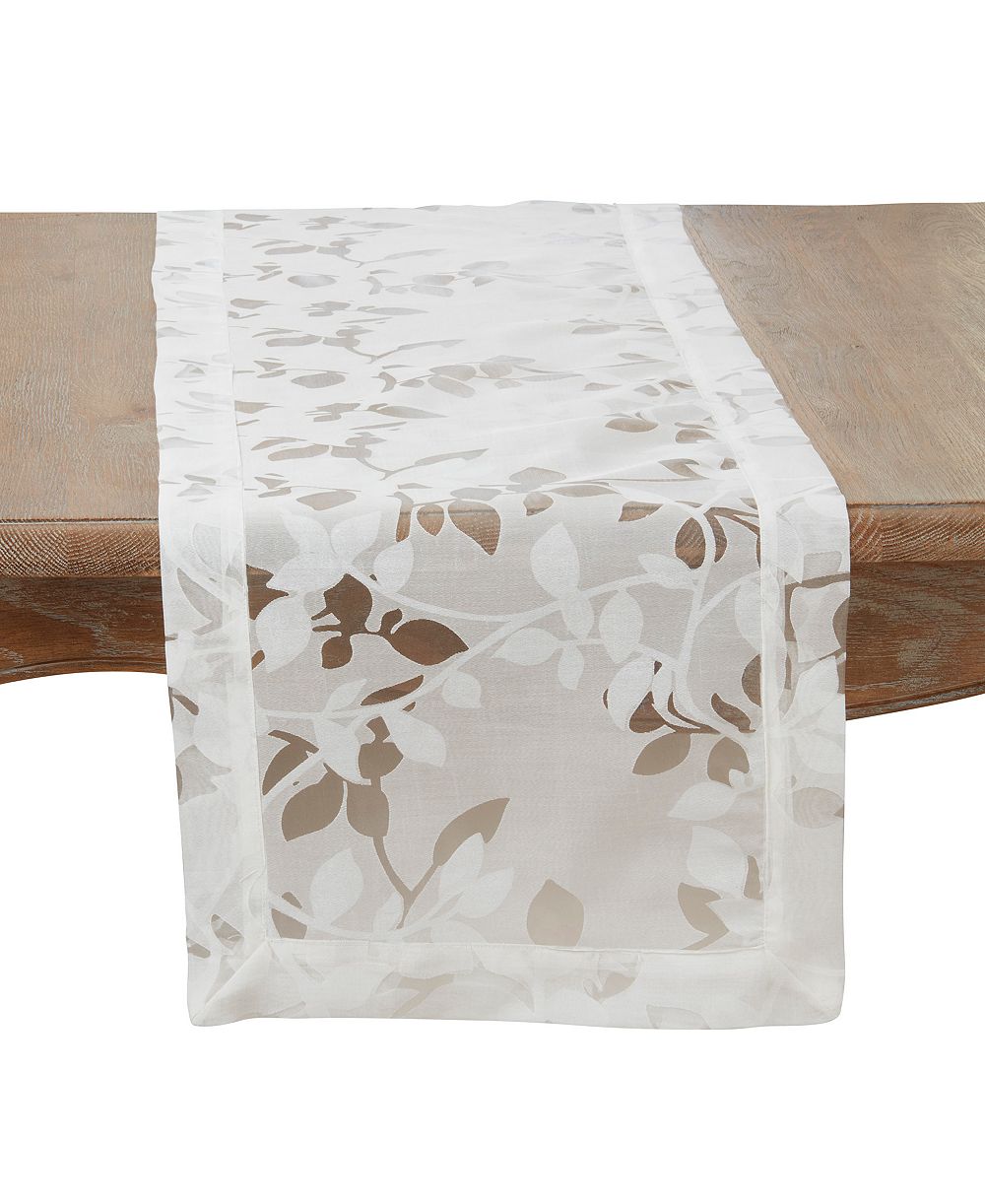 Saro Lifestyle Sheer Elegance Burnout Voile Vine Design Table Runner, 16"x54"