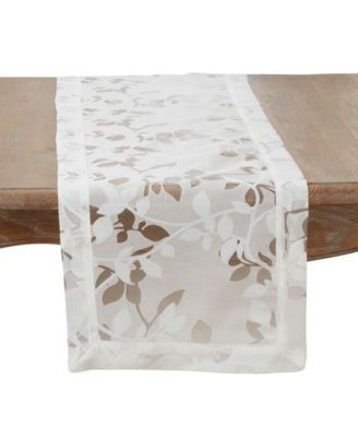 Saro Lifestyle Sheer Elegance Burnout Voile Vine Design Table Runner, 16"x90"