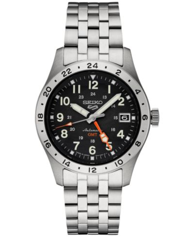 Seiko Men's Automatic 5 Sports GMT Stainless Steel Bracelet Watch 39mm