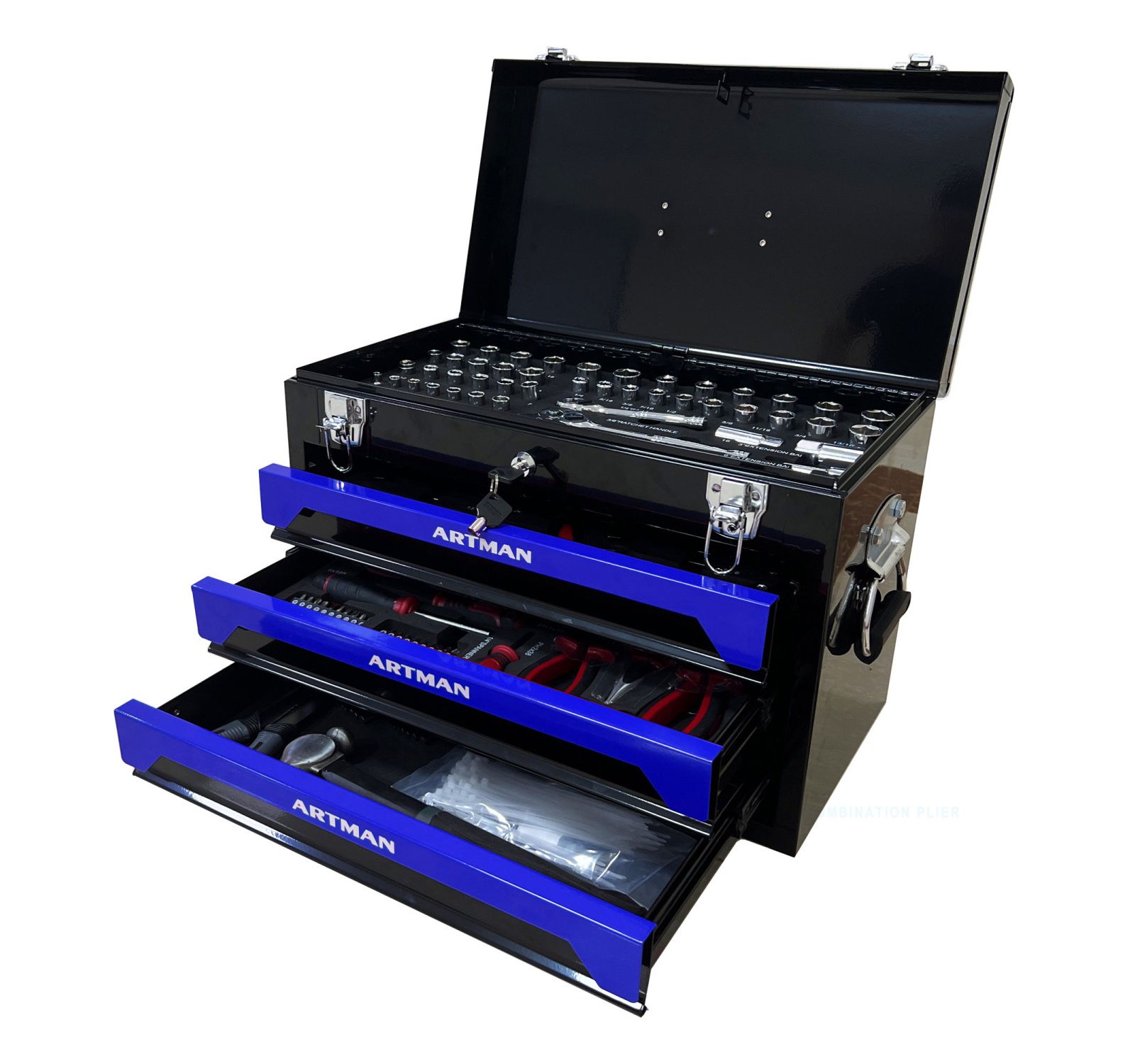 Streamdale Furniture 3 Drawers Toolbox With Tool Set