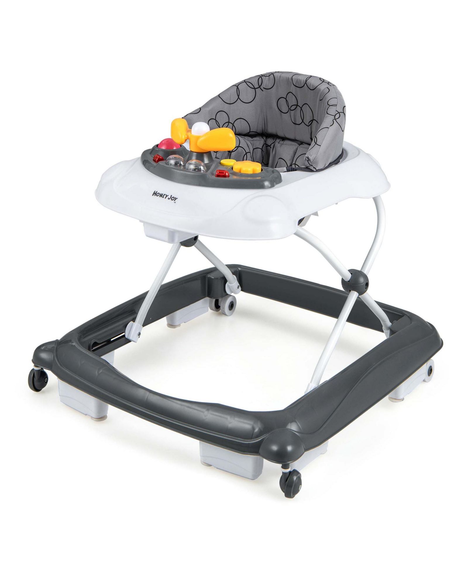 Costway Foldable Baby Walker with 3 Adjustable Heights Comfy Padded Seat