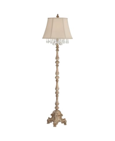 Barnes and Ivy Duval Country Cottage напольный лампа 63 1/2" Tall Faux Wood Crystal Glass Beading Cream Bell Shade