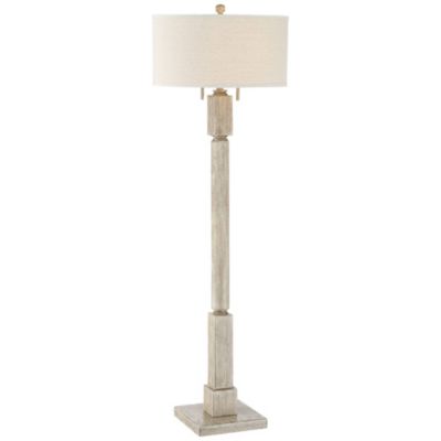 Напольный светильник Barnes and Ivy Baluster Country Cottage из дерева с льняным абажуром