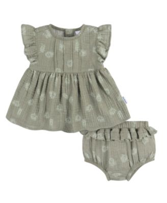 Gerber комплект из 2 предметов: муслиновое платье и чехол для подгузника для девочек