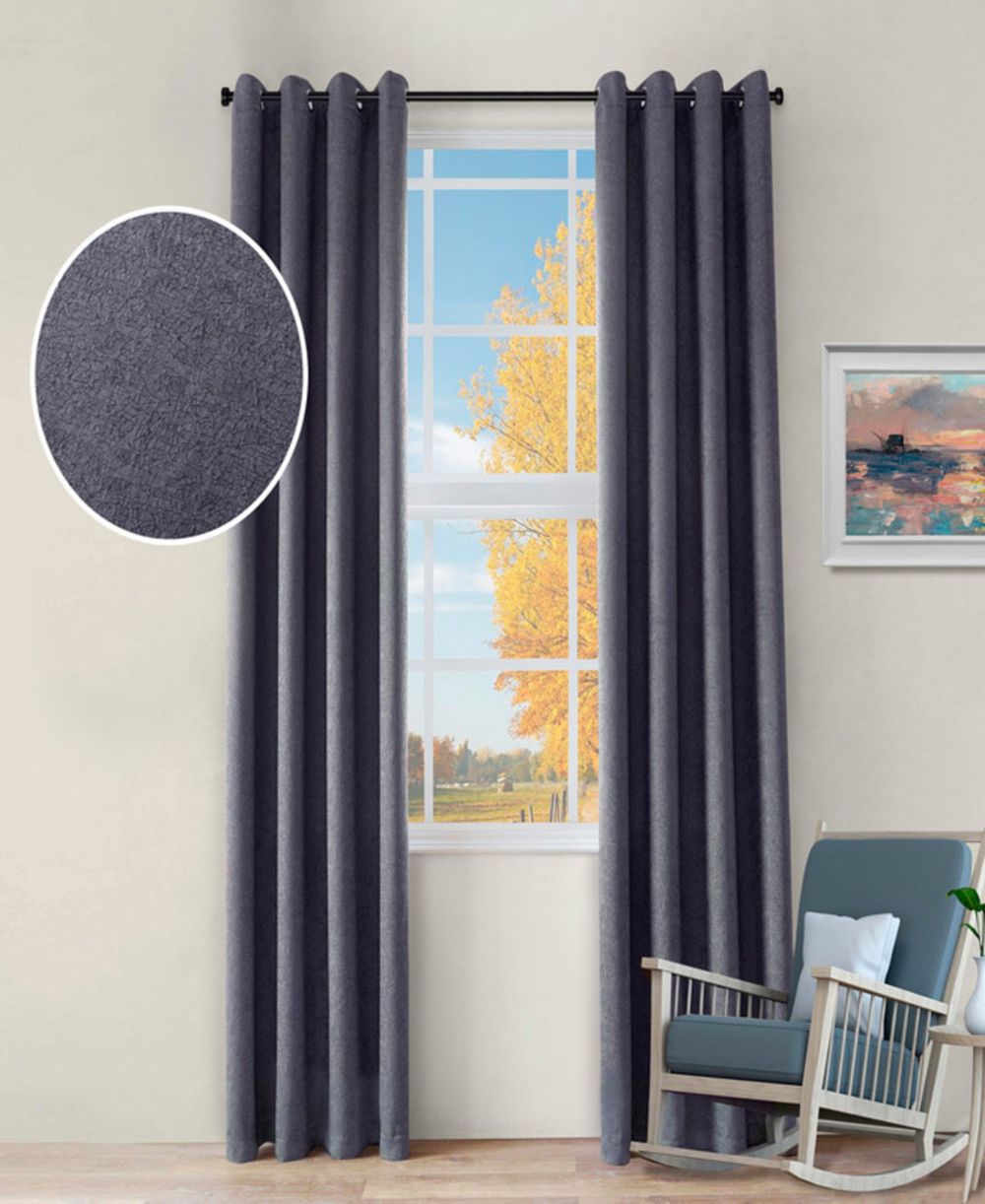 Superior Senna текстурные шторы с люверсами, комплект из 2 панелей, 52"x 108"