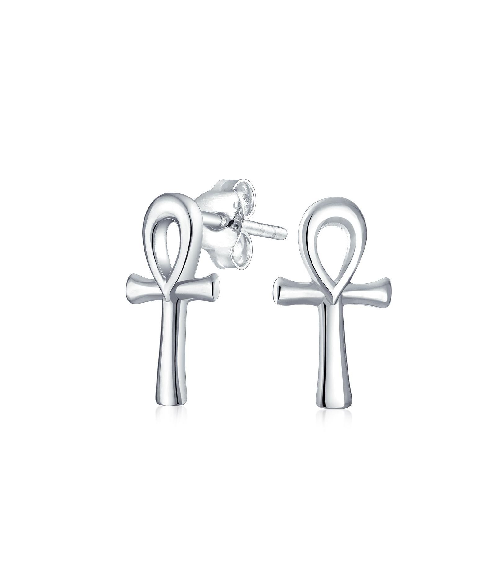 Серьги-гвоздики Bling Jewelry Minimalist Petite Delicate Religious Symbol of Life Egyptian Ankh Cross 14k Gold 2.5 Microns Vermeil Sterling Silver