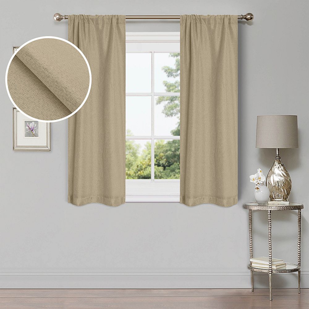 Superior Linen Room Darkening Rod Pocket 2-Panel Curtain Set