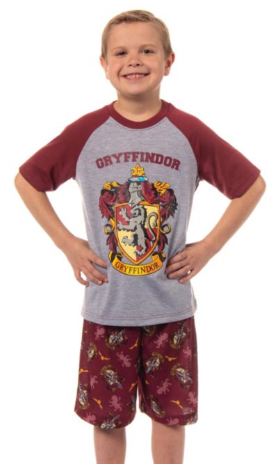 Harry Potter Boys' Hogwarts Castle All Houses Kids 2 Piece Raglan Pajama Set