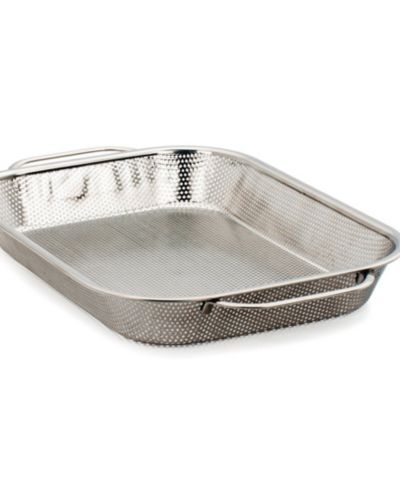 RSVP International Precision Pierced Stainless Steel 17.5x11x2" BBQ Roasting Pan