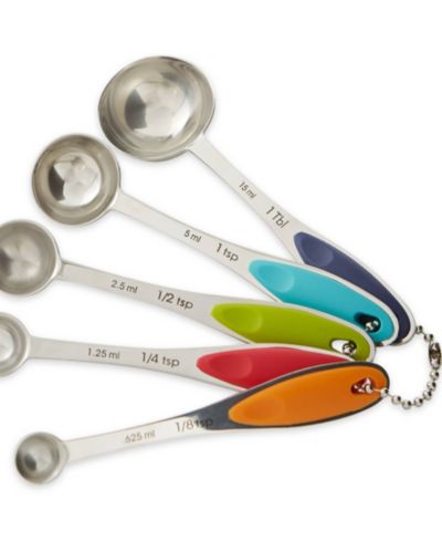 RSVP International Endurance Stainless Steel 5 Piece Measuring Spoon Set - Color Handles