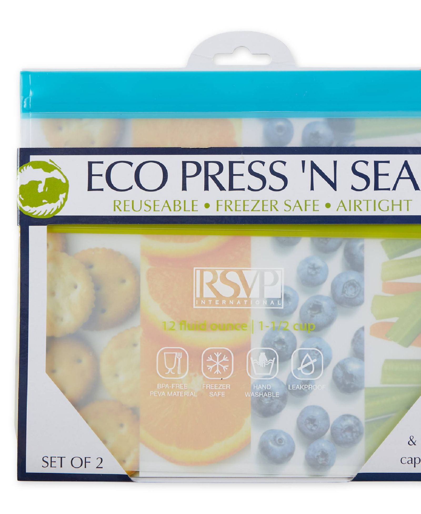 RSVP International Polyethylene 2 Piece 9" x 8.25" Eco Press-N-Seal Bags