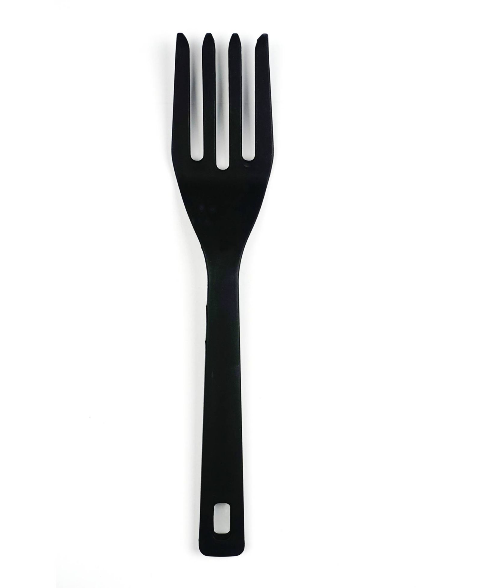 Черная вилка RSVP International Ela Series из стали с силиконовым покрытием 11" x 2.25"