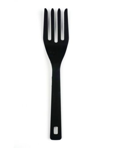Черная вилка RSVP International Ela Series из стали с силиконовым покрытием 11" x 2.25"