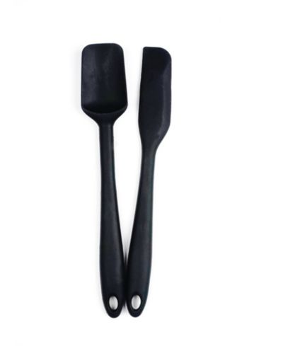 RSVP International Silicone Coated Steel 2 Piece 8" Ela Series Black Mini Spatula Set