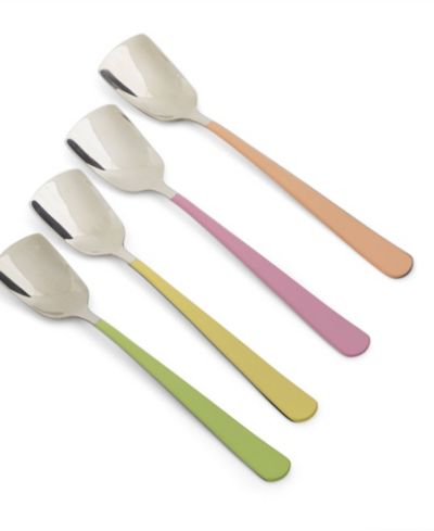 RSVP International Endurance Stainless Steel 4 Piece 6" Ice Cream Spoons Set in Mixed Colors