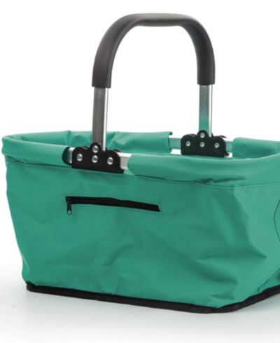 RSVP International Aluminum Frame 17x11x18" Turquoise Foldable Market Basket