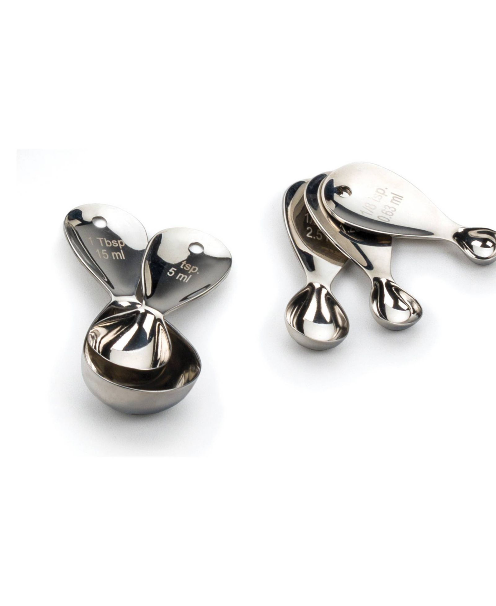 RSVP International Endurance Stainless Steel 5 Piece Teardrop Measuring Spoon Set