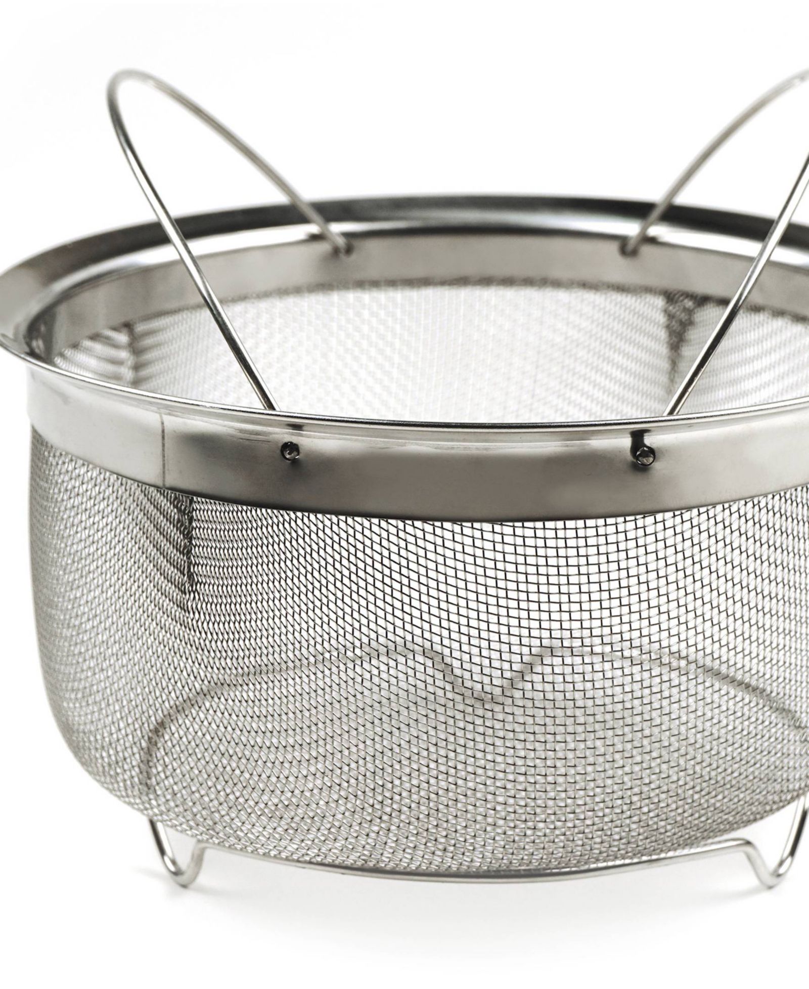 RSVP International Endurance Stainless Steel 3 Quart Mesh Basket With Folding Handles
