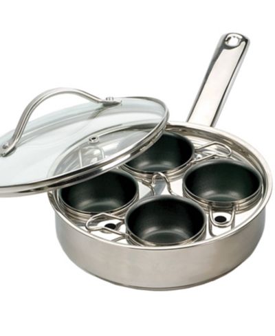 RSVP International Endurance Stainless Steel Glass 4 Egg Poacher Set