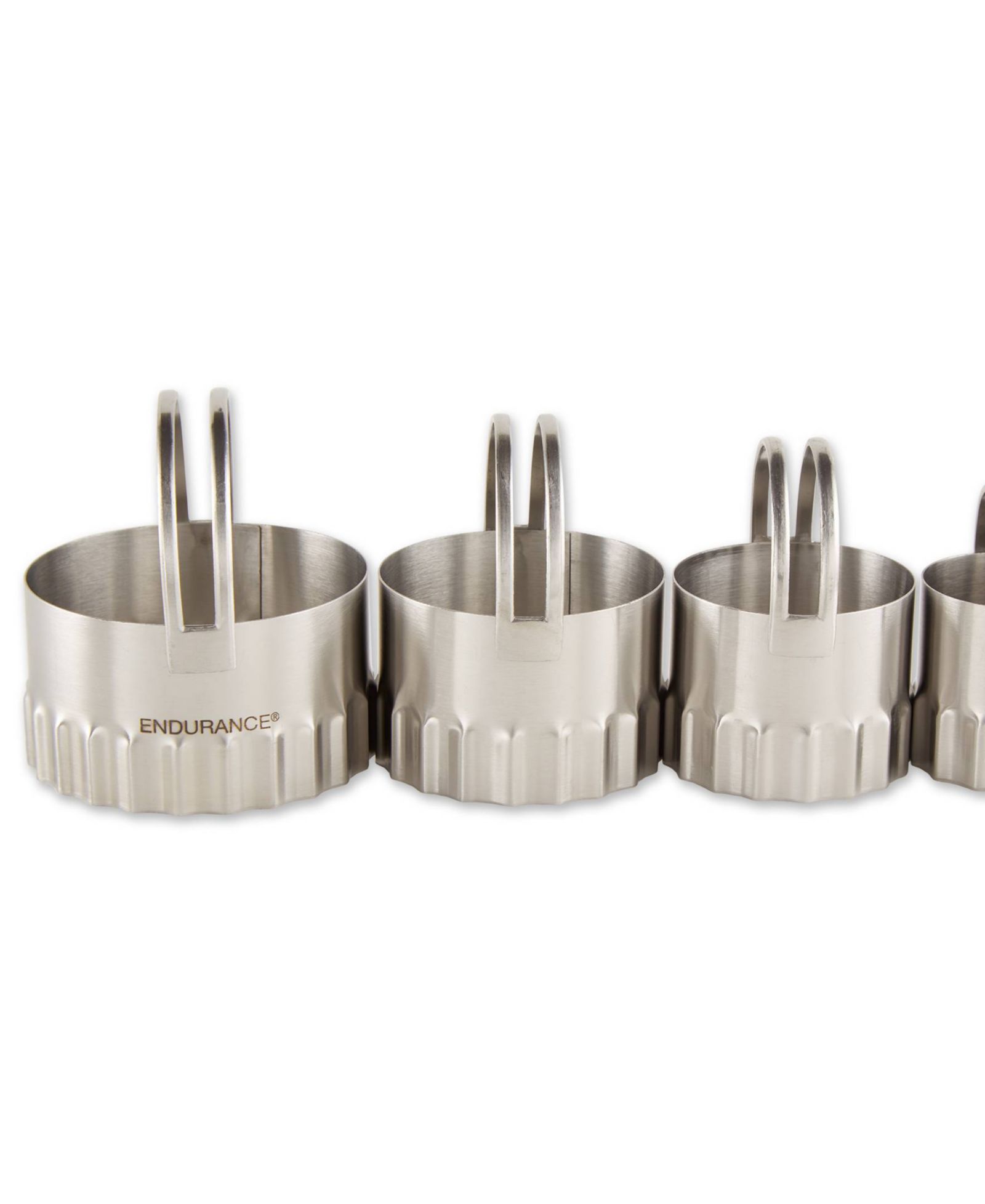 RSVP International Endurance Stainless Steel 4 Piece Round Rippled Biscuit Cutter Set