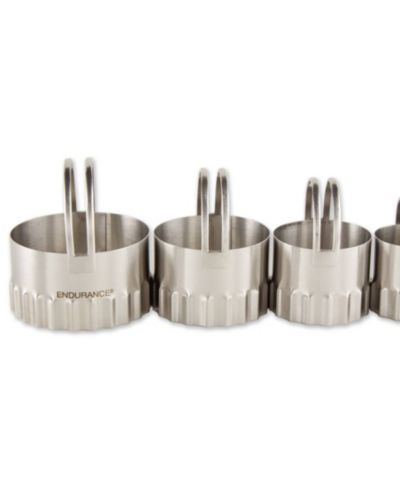 RSVP International Endurance Stainless Steel 4 Piece Round Rippled Biscuit Cutter Set