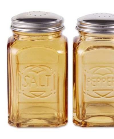 RSVP International Retro Glass Amber 2 Piece 8 Ounce Retro Style Salt Pepper Set