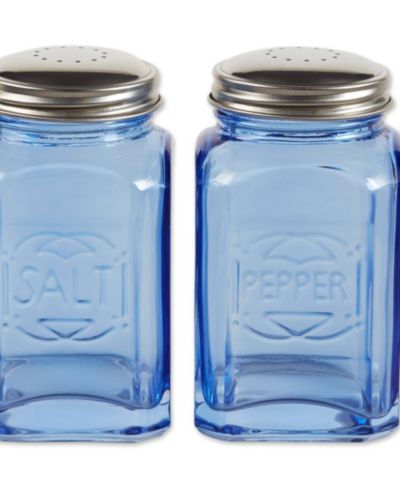 RSVP International Retro Glass Blue 2 Piece 8 Ounce Retro Style Salt Pepper Set