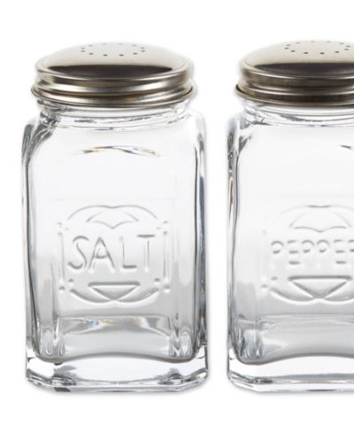RSVP International Retro Glass Clear 2 Piece 8 Ounce Retro Style Salt Pepper Set