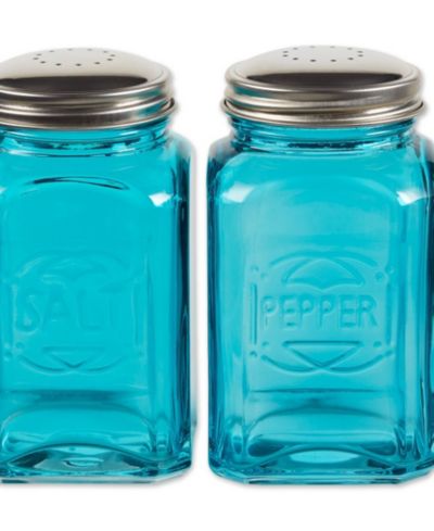 RSVP International Retro Glass Turquoise 2 Piece 8 Ounce Retro Style Salt Pepper Set