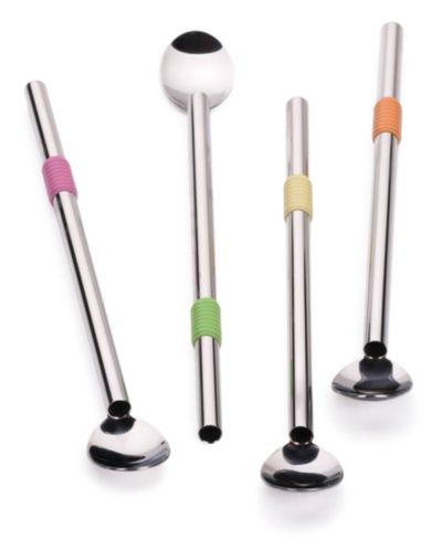 RSVP International Endurance Stainless Steel 4 Piece 8.5" Spoon Straw Set