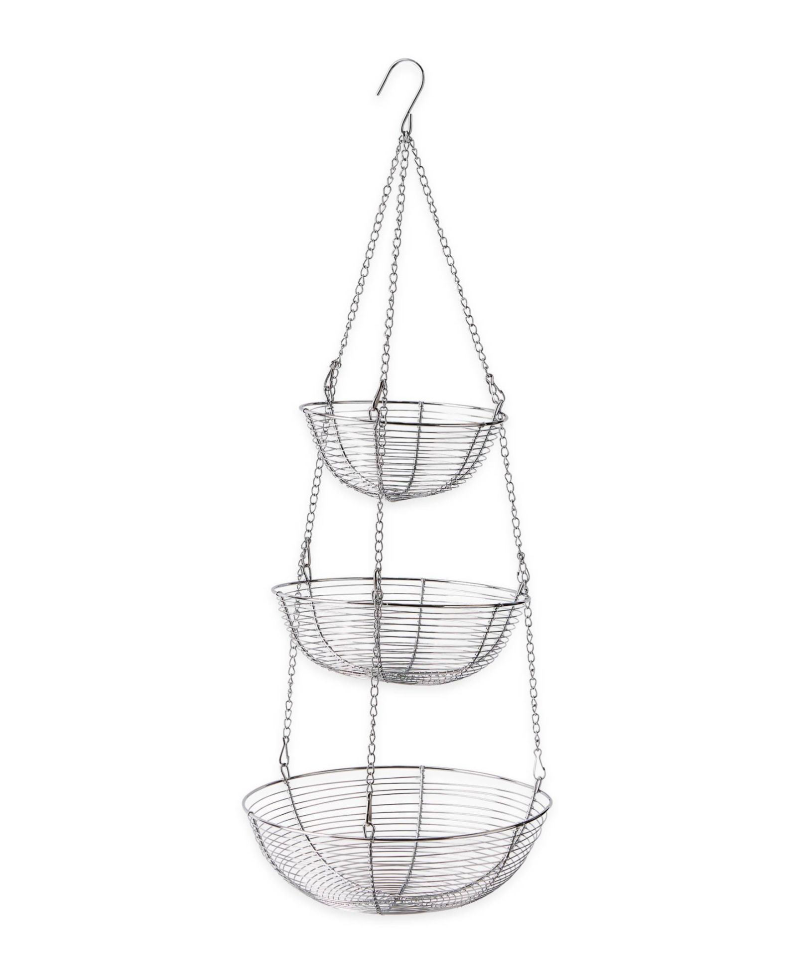 RSVP International Woven Wire 3 Tier Chrome Hanging Basket