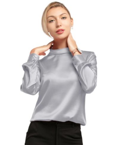 Блузка из шелка с воротником-стойкой для женщин LILYSILK Long Sleeves