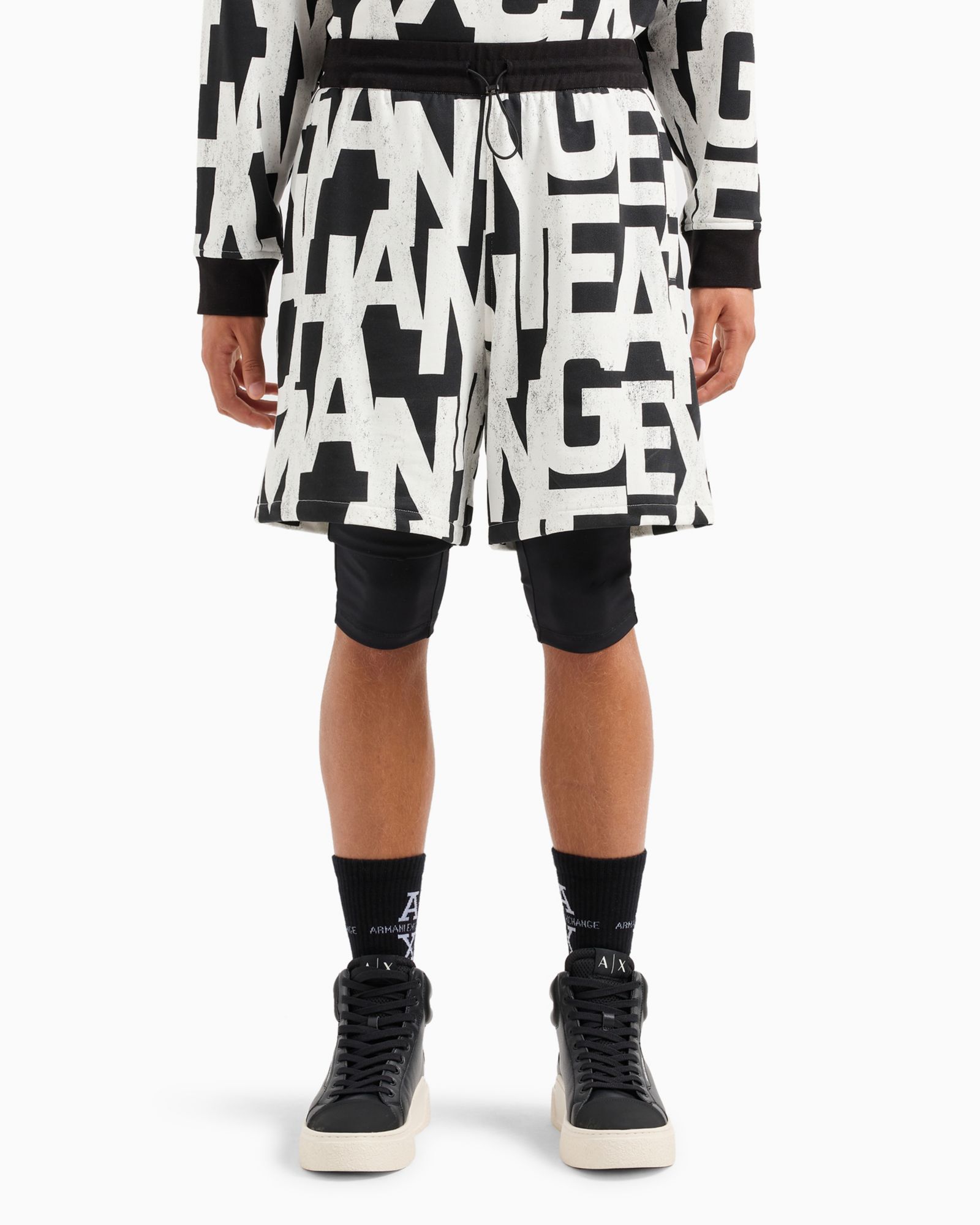 A|X Armani Exchange Men's Logo Print Drawstring Sweatshorts
