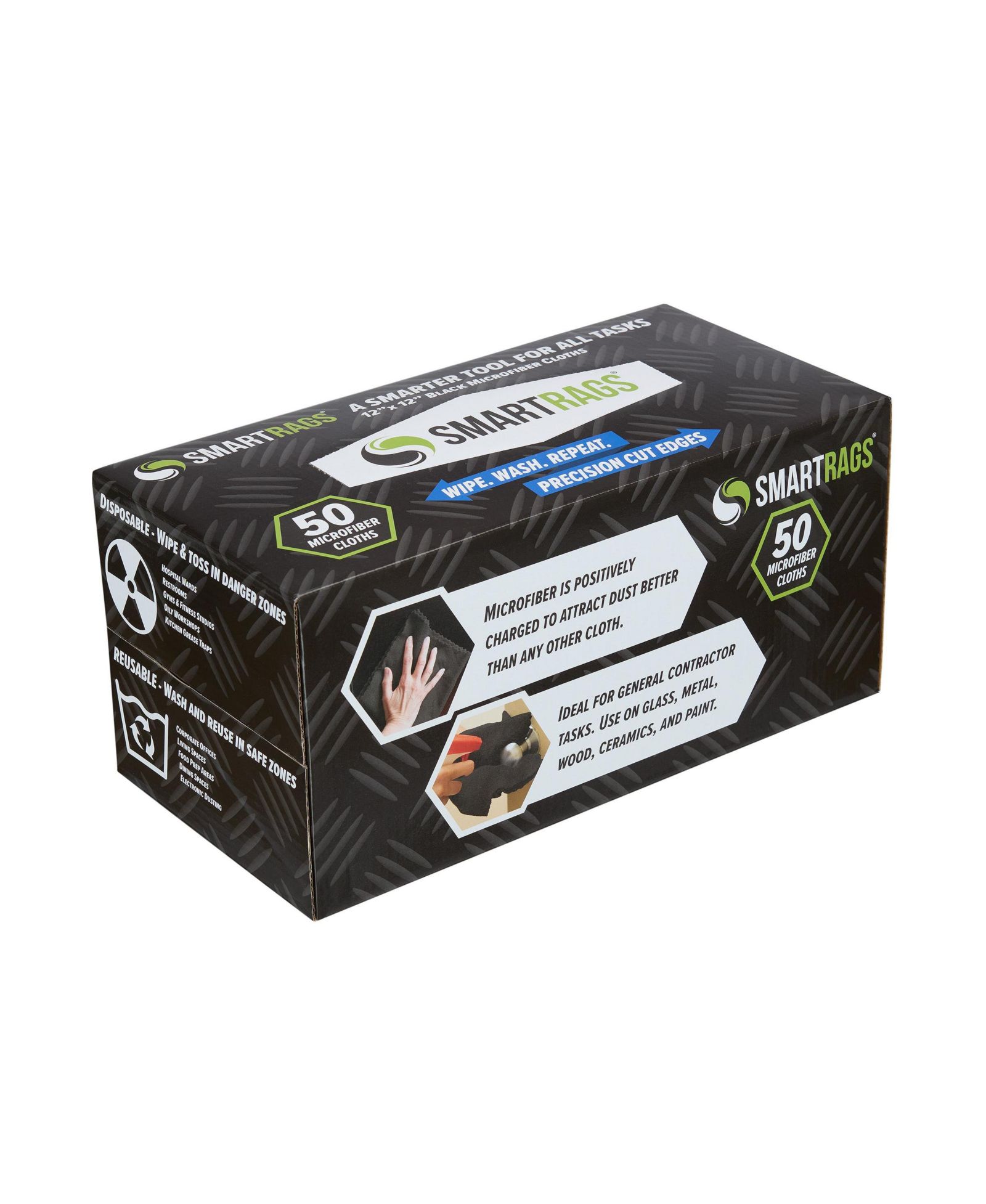 Ткани для уборки Arkwright Home Arkwright Smart Rags Microfiber (Box of 50), 12x12 in., многоразовые