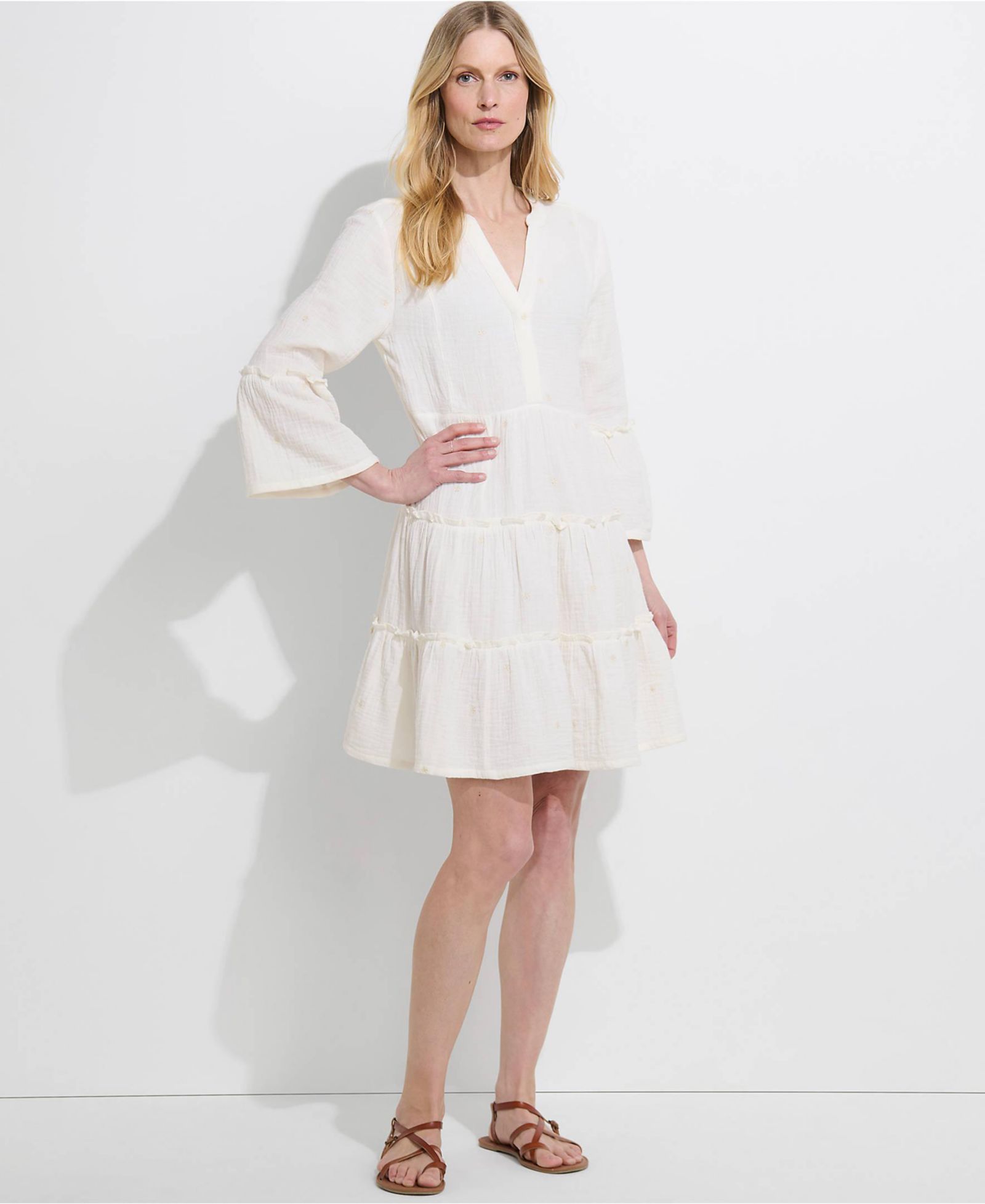 Lands' End Women's Gauze Tiered Dress